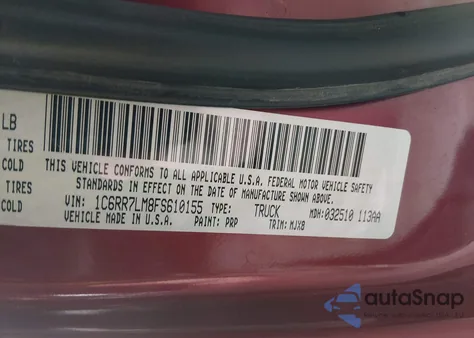 2015 Ram 1500 Big Horn z USA, uszkodzony, nr VIN 1C6RR7LM8FS610155